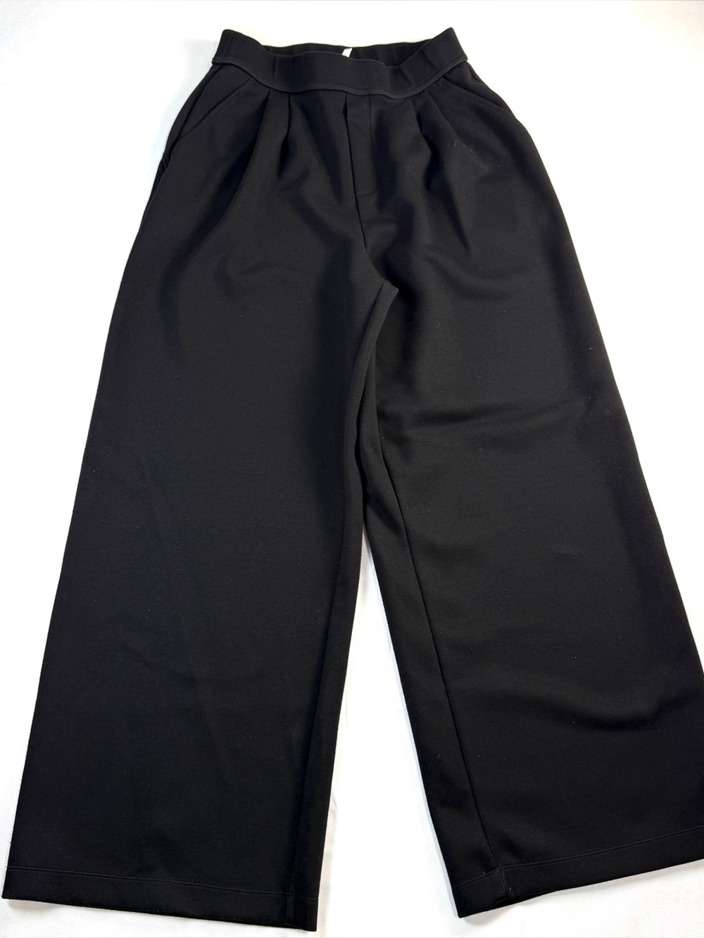 Halara Black Wide Leg Pleated Pants Small High Rise Pull On Career Lounge - Picture 2 of 8